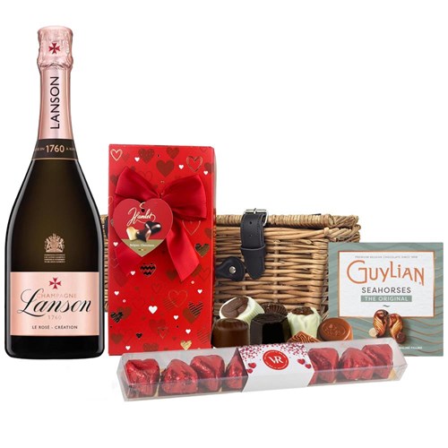 Lanson Le Rose Creation Champagne 75cl And Chocolate Love You Hamper